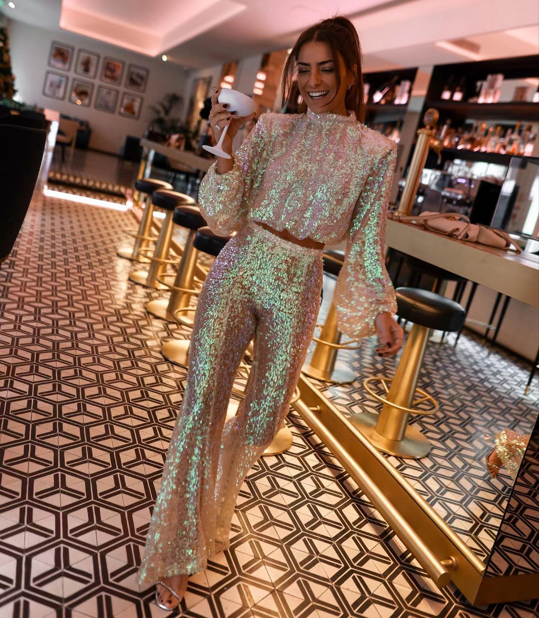 Fiona - Ensemble de soirée chic avec pull à col roulé