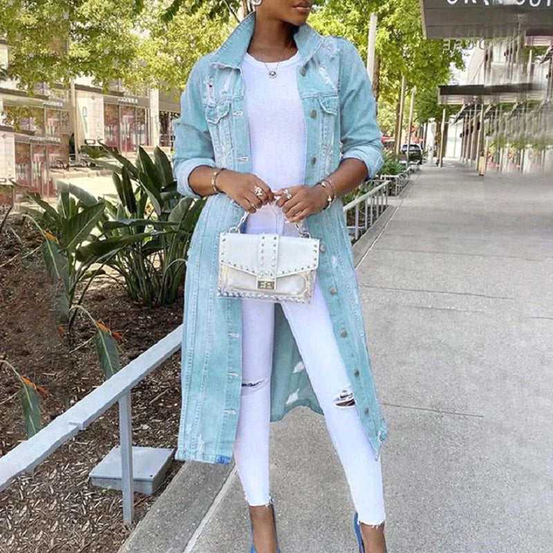 Moon - Veste en denim longue et élégante