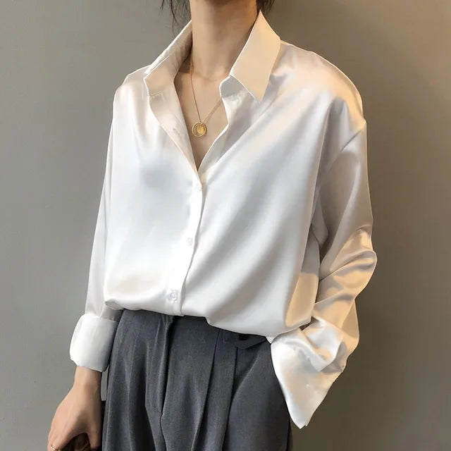 Melissa - Blouse en satin décontractée pour femme